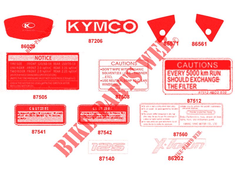 AUFKLEBER für Kymco XTOWN 125 I CBS EURO 4