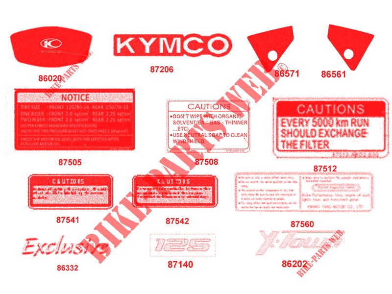 AUFKLEBER für Kymco XTOWN 125 I CBS EXCLUSIVE EURO 4