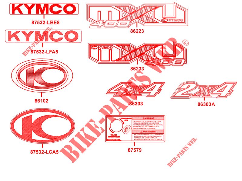 AUFKLEBER für Kymco MXU 400 2X4 - 4X4 4T EURO II