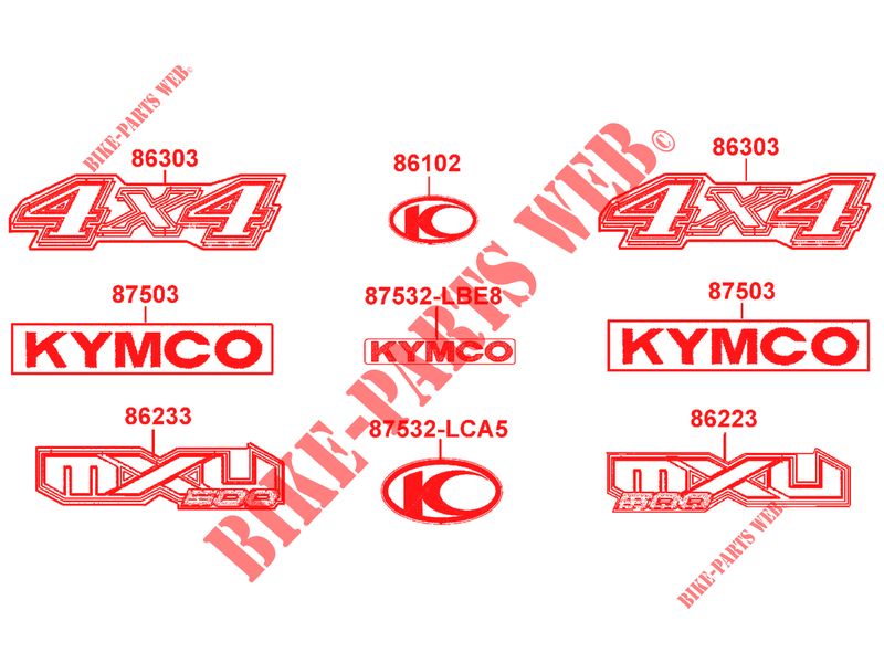 AUFKLEBER für Kymco MXU 500 2X4    4X4 4T EURO II